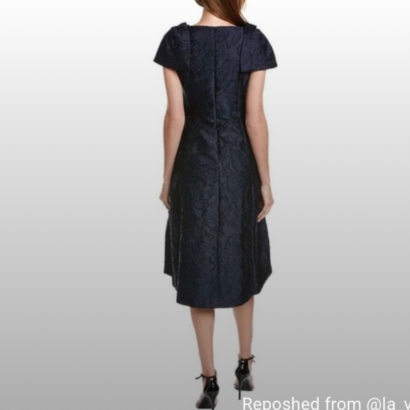 Teri Jon By Rickie Freeman Womens Jacquard Midi Dress, Blue - Picture 9 of 10